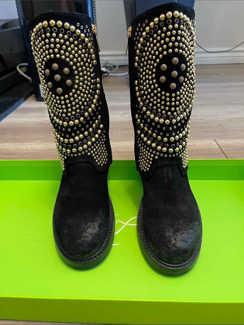Elena Iachi studded suede boots   Made in Italy